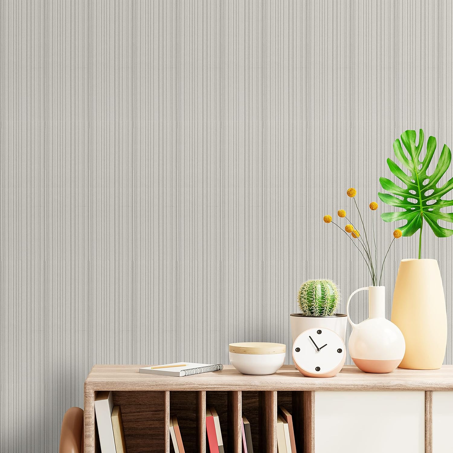 CHICHOME Large Size 30"x236" Grasscloth Peel and Stick Wallpaper Textured White Contact Paper Self Adhesive Removable Striped Wall Covering Faux Grasscloth Vinyl Paper for Countertops Bedroom Walls 30''x236''