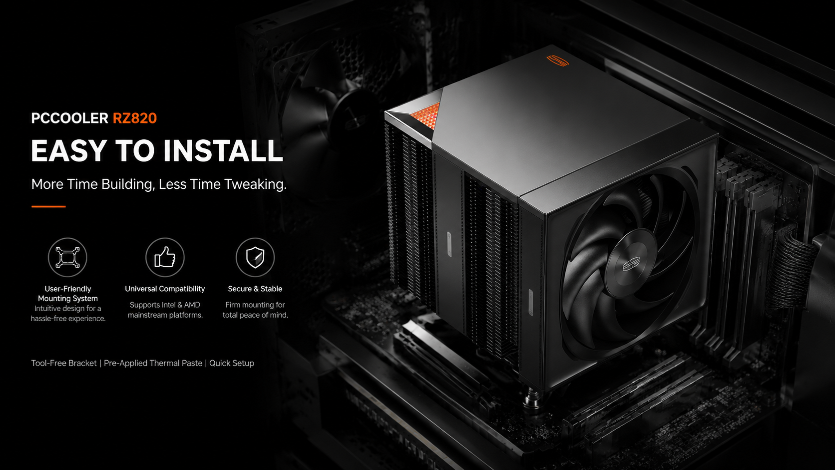 Amazon.com: PCCOOLER RZ820 CPU Cooler, ARGB Dual-Tower 8 Heatpipes