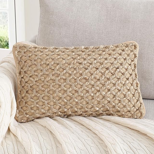 Boho Living 12x20 Beige Throw Pillow Covers Pillow Insert not Included - (1) Boho Pillow Cover