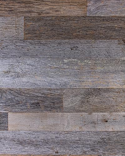 Miniatura 9 de Tablones de pared de madera de granero reciclada gris envejecida de cosecha vintage, paneles de madera rústica seca al horno, fácil de instalar,