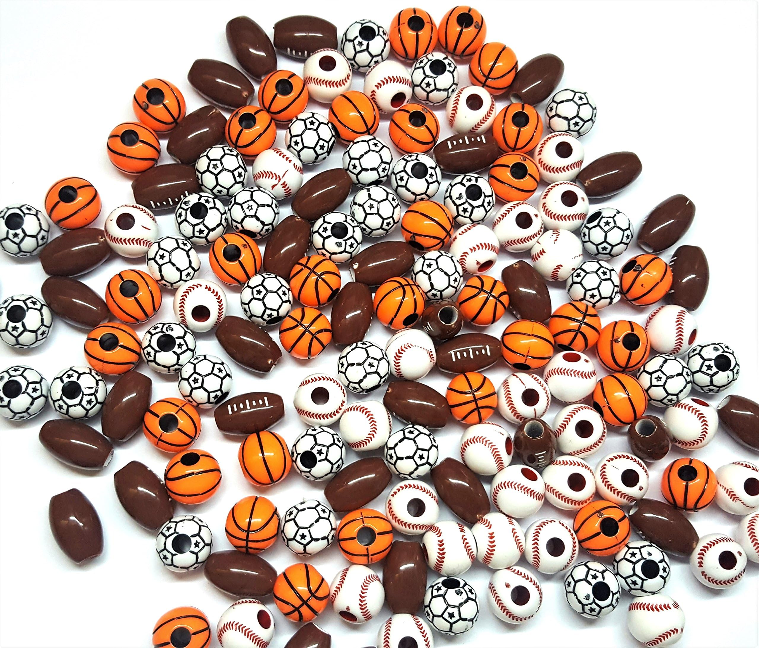 Sports Beads Football Soccer Basketball Baseball 60 pcs