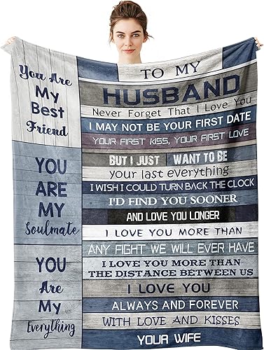 Yamco Regalos para marido de parte de la esposa, regalos para él, esposo, mantas de 80 x 60 pulgadas, regalos para el mejor marido para hombres,