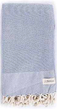 Bersuse 100% Cotton Ventura Premium Turkish Towel Beach Towel Bath Towel - Soft, Absorbent, Quick-Dry Peshtemal for Bath & Beach Towels- 37x70 Inches, Denim Blue
