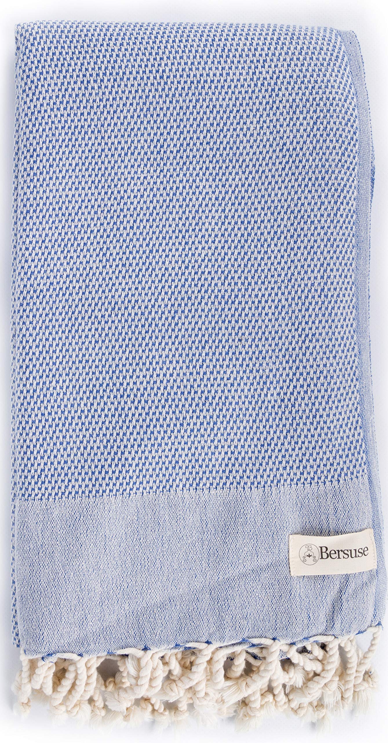 Bersuse 100% Cotton Ventura Handloom Turkish Towel-37X70 Inches, Denim Blue
