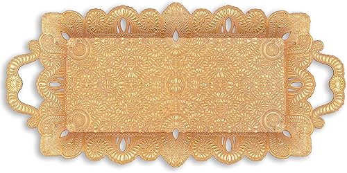 Miniatura 10 de Alisveristime Bandeja Zamac con motivo otomano, (dimensiones de 15.7 x 7.7 x 1 pulgadas), (14.46 oz - 14.4 onzas), asas elegantes, adecuadas para