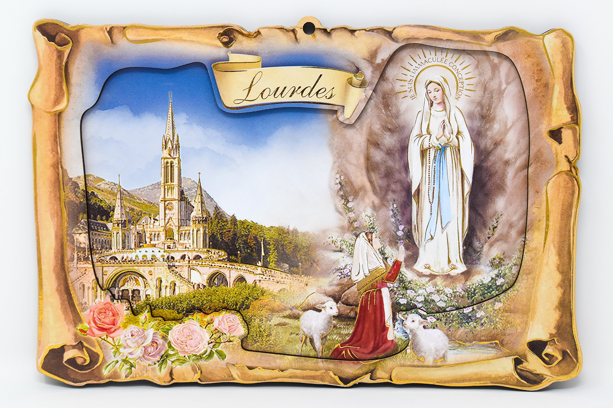 Catholic Gift Shop Lourdes Apparition Wall Plaque & Lourdes Prayer Card