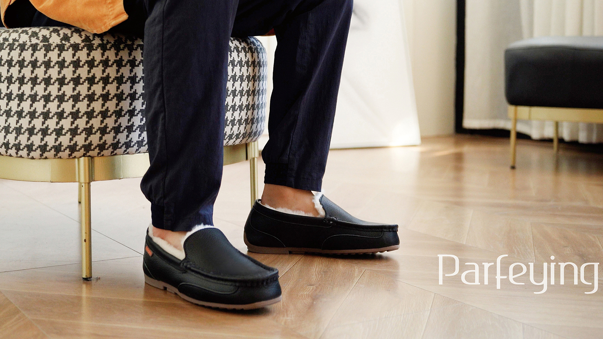 Parfeying Cozy Suede Sheepskin Indoor Outdoor Moccasins Shoe Men\'s 14 Slippers Amazon.com | Parfeying Men main image 3