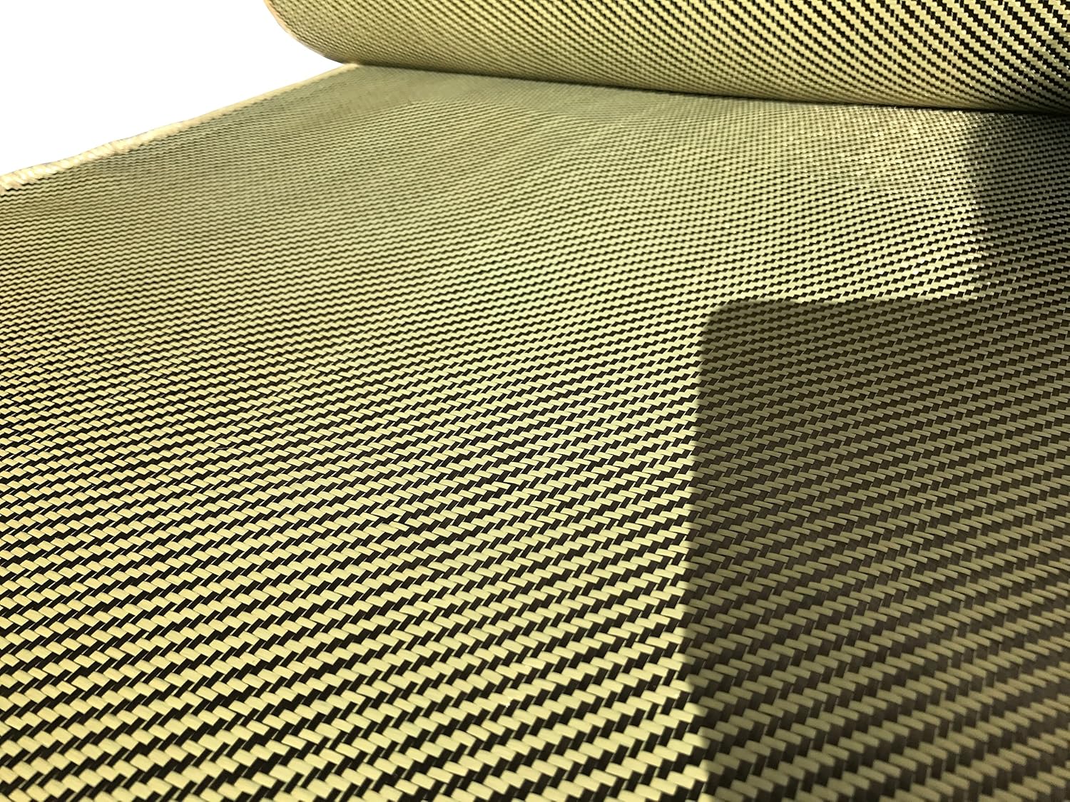 12 in - Carbon Fiber Aramid Fabric - Yellow - 3K - 240g/meter - Twill Weave Rolled 12” Wide Hemmed Fabric for Repair, Drones, RC & DIY Projects
