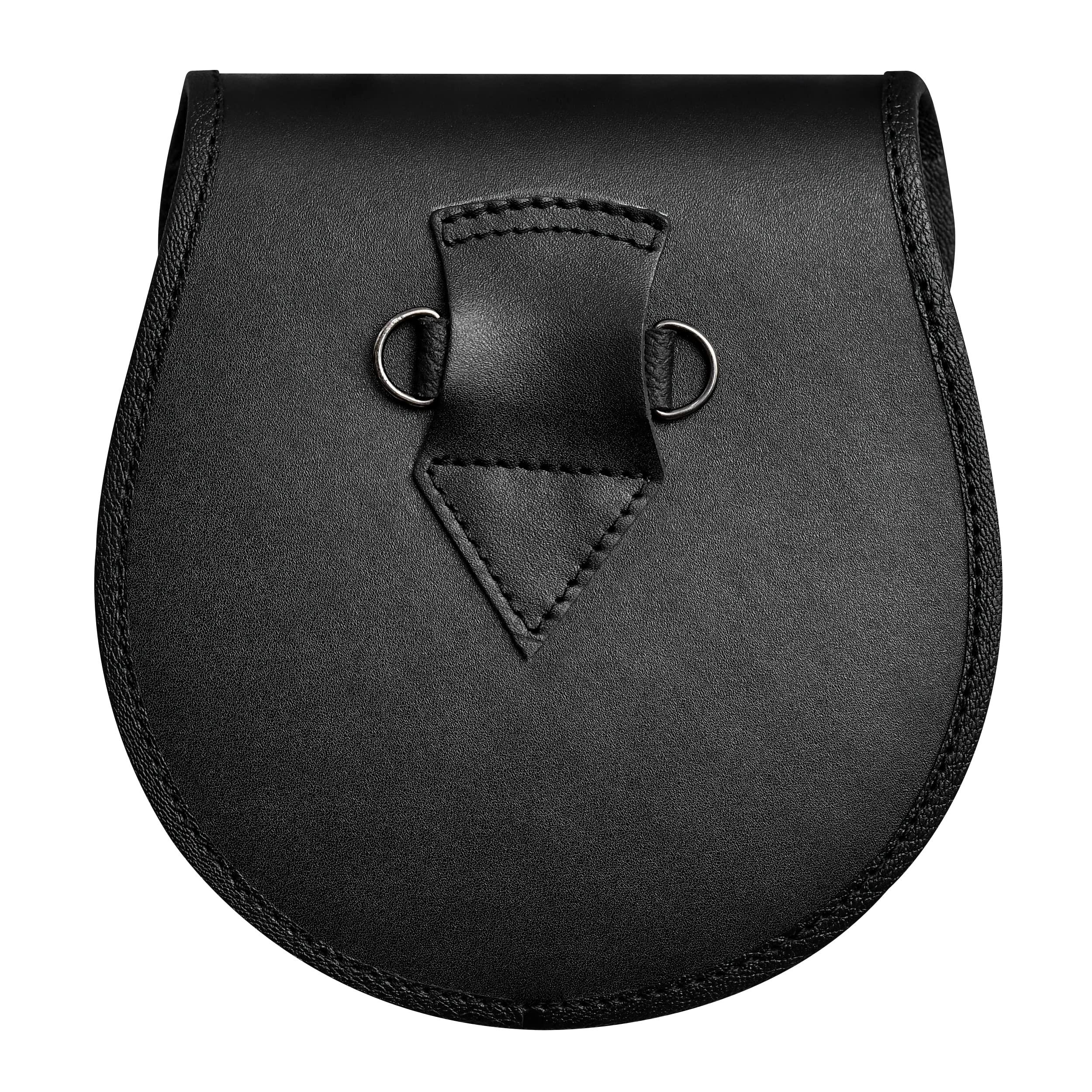 Scottish Kilt Semi Dress Sporran in vera pelle con nappe in pelle (badge cardo), Black, Prossoefinito - 3