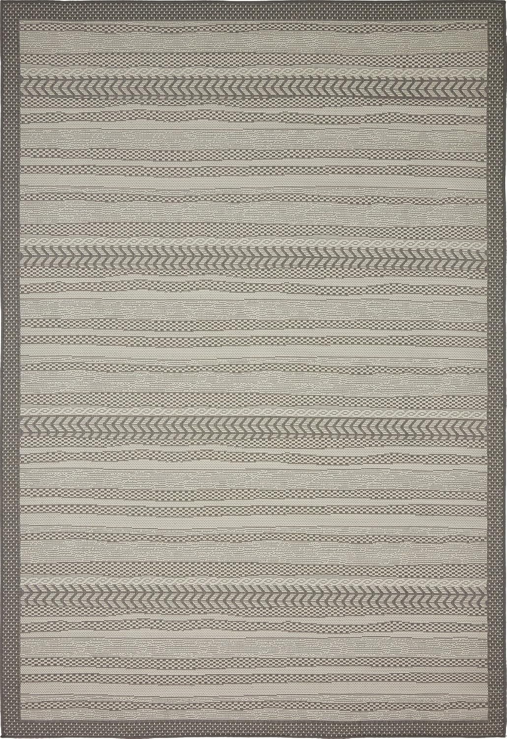 Unique Loom Outdoor Border Collection Area Rug - Lines (2' 2" x 3' 1" Rectangle, Gray/ Silver)