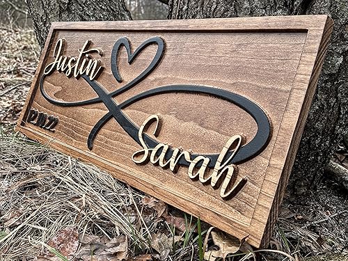 Miniatura 7 de Personalized Heart Wall Decor  Wedding Gift for Couple  Wood Infinity Sign Wedding Date Engagement Anniversary Gift Bridal Shower Gift