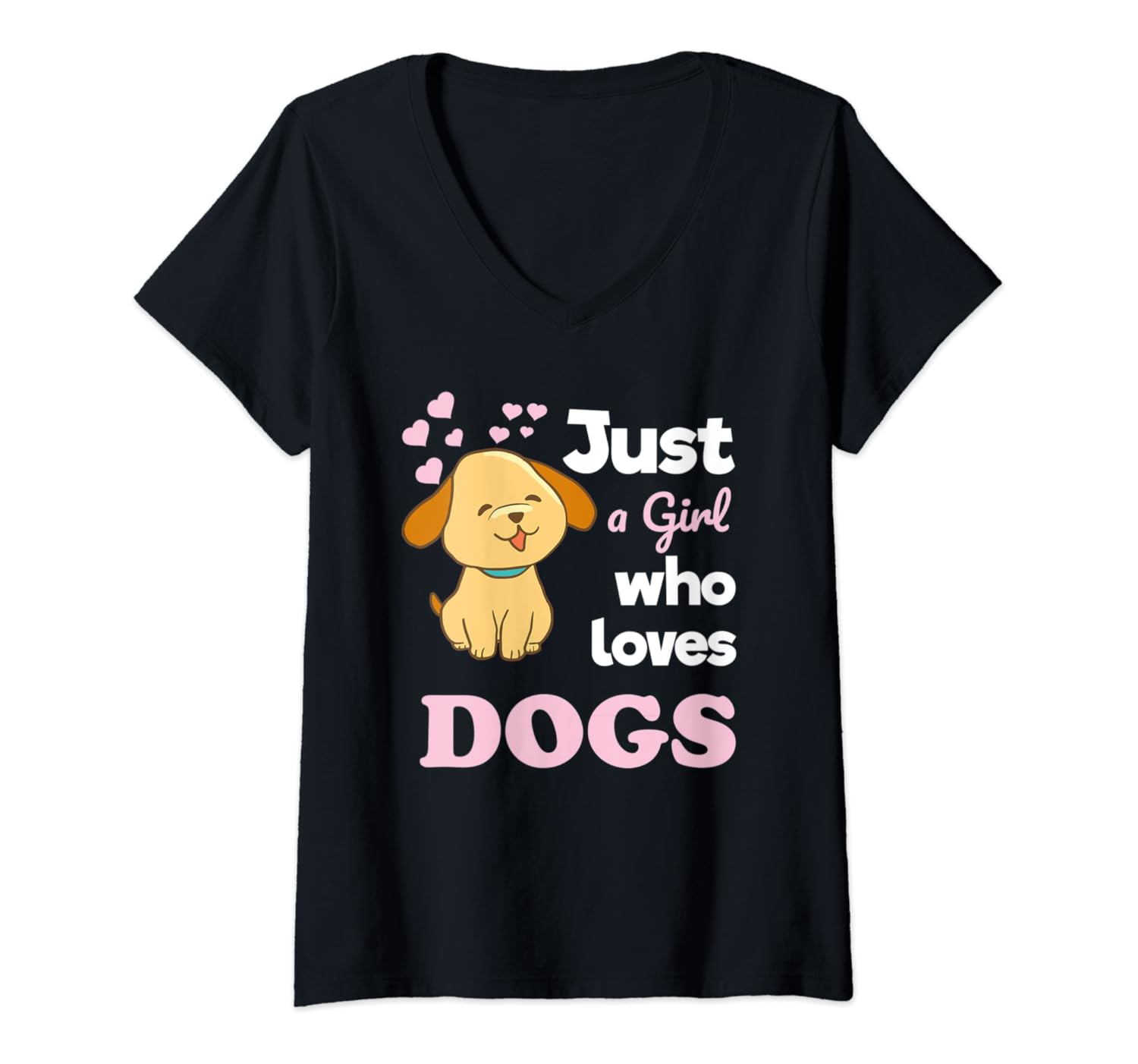 Womens Girls Dog Gift Just a Girl Who Loves Dogs VNeck T