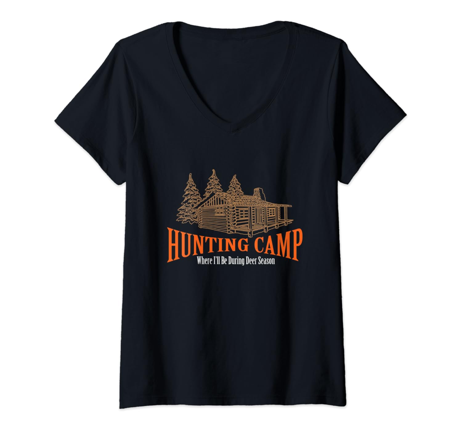 Womens Hunting Camp Graphic TShirt VNeck TShirt Clothing