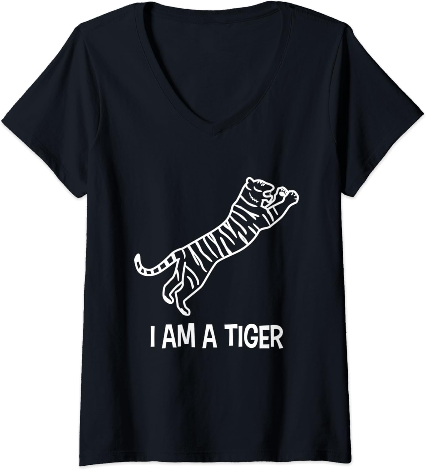 Womens I Am A TIGER Happy Chinese Lunar New Year of the Tiger V-Neck T-Shirt: Amazon.co.uk: Clothing
