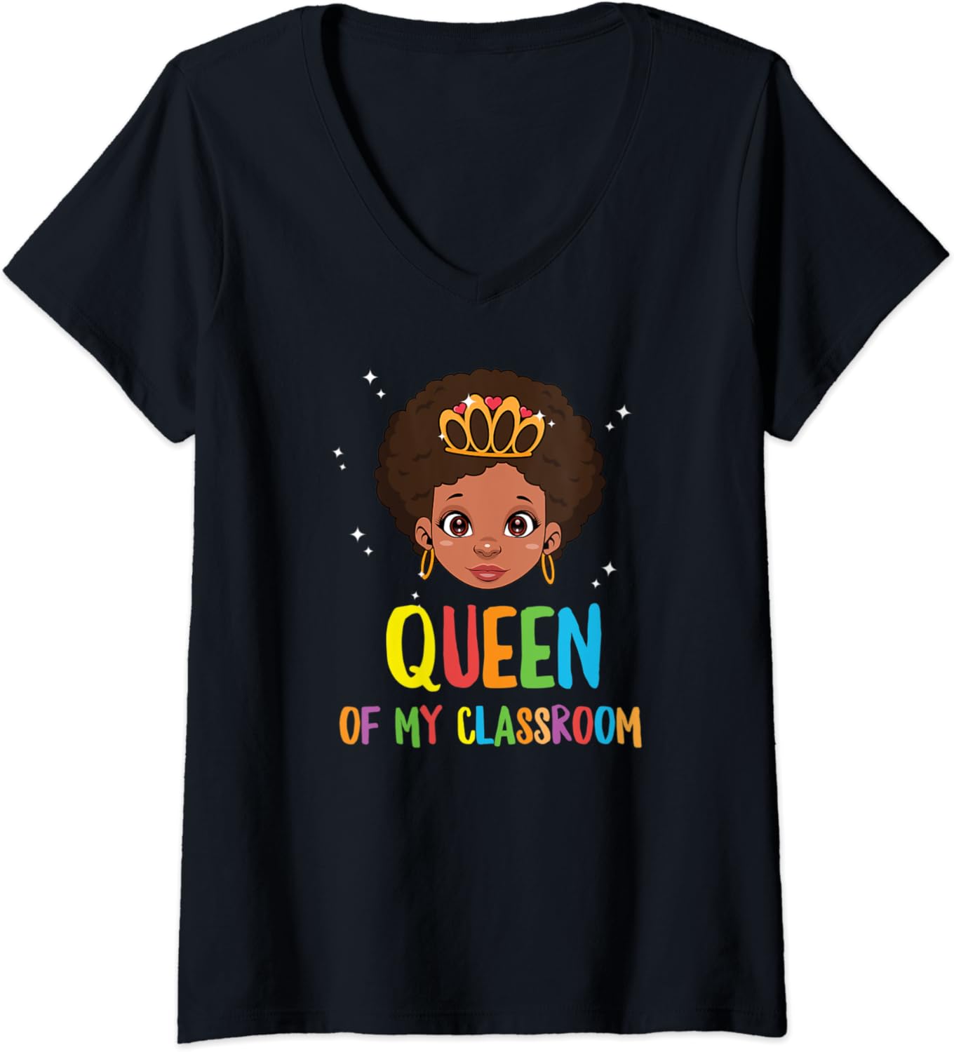 Amazon.com: Womens Queen Of My Classroom Back to School Kids V-Neck T