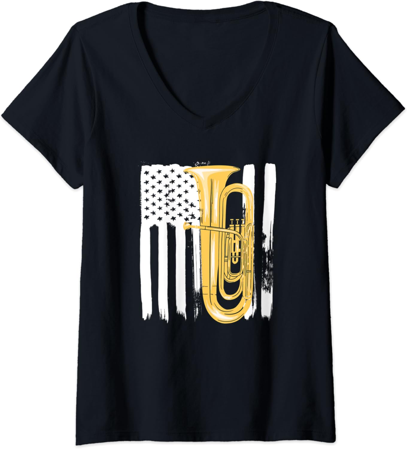 Womens American Flag Tuba USA TShirt Marching Band Musician