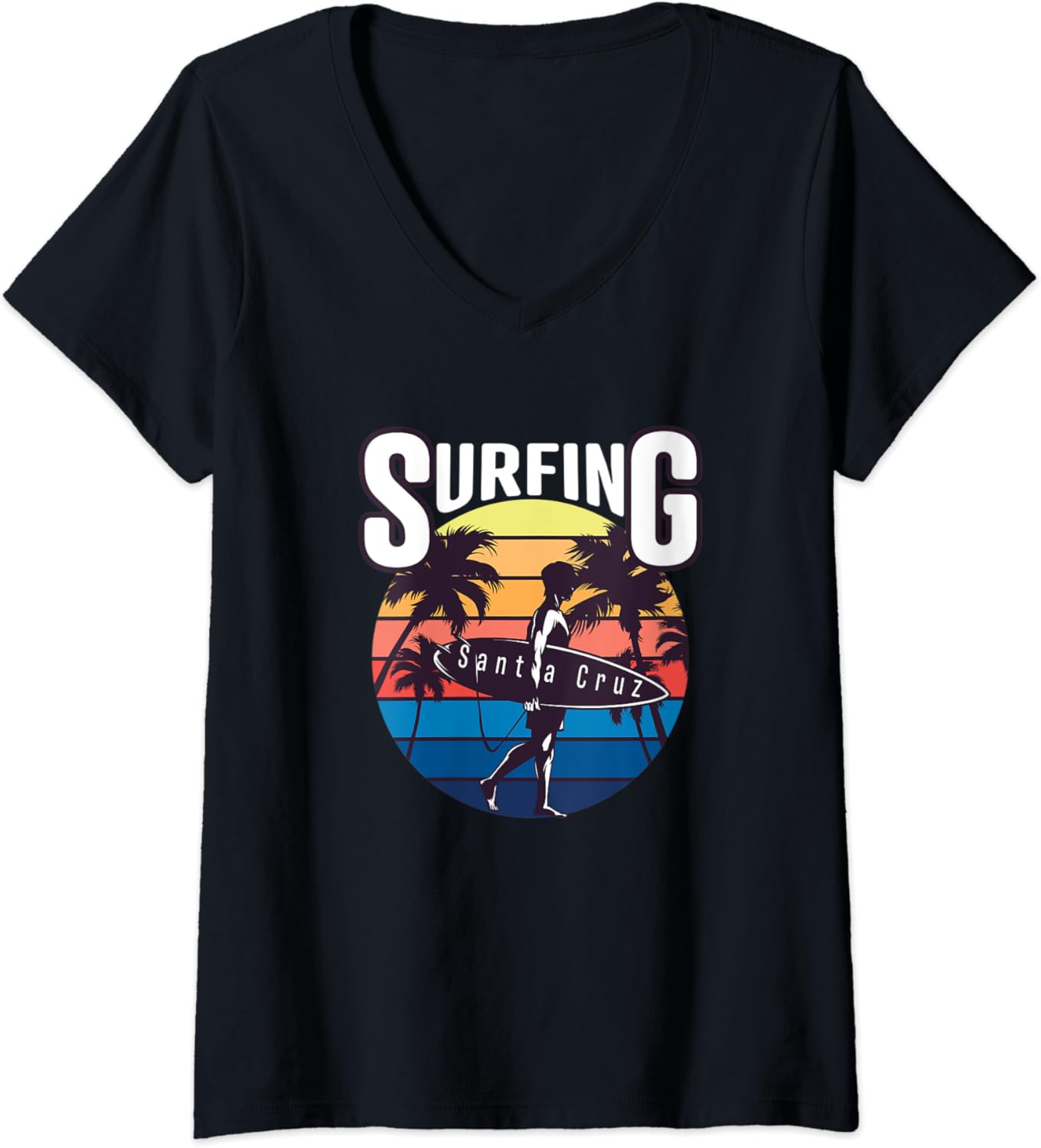 Womens California Santa Cruz Surfing VNeck TShirt Clothing, Shoes & Jewelry