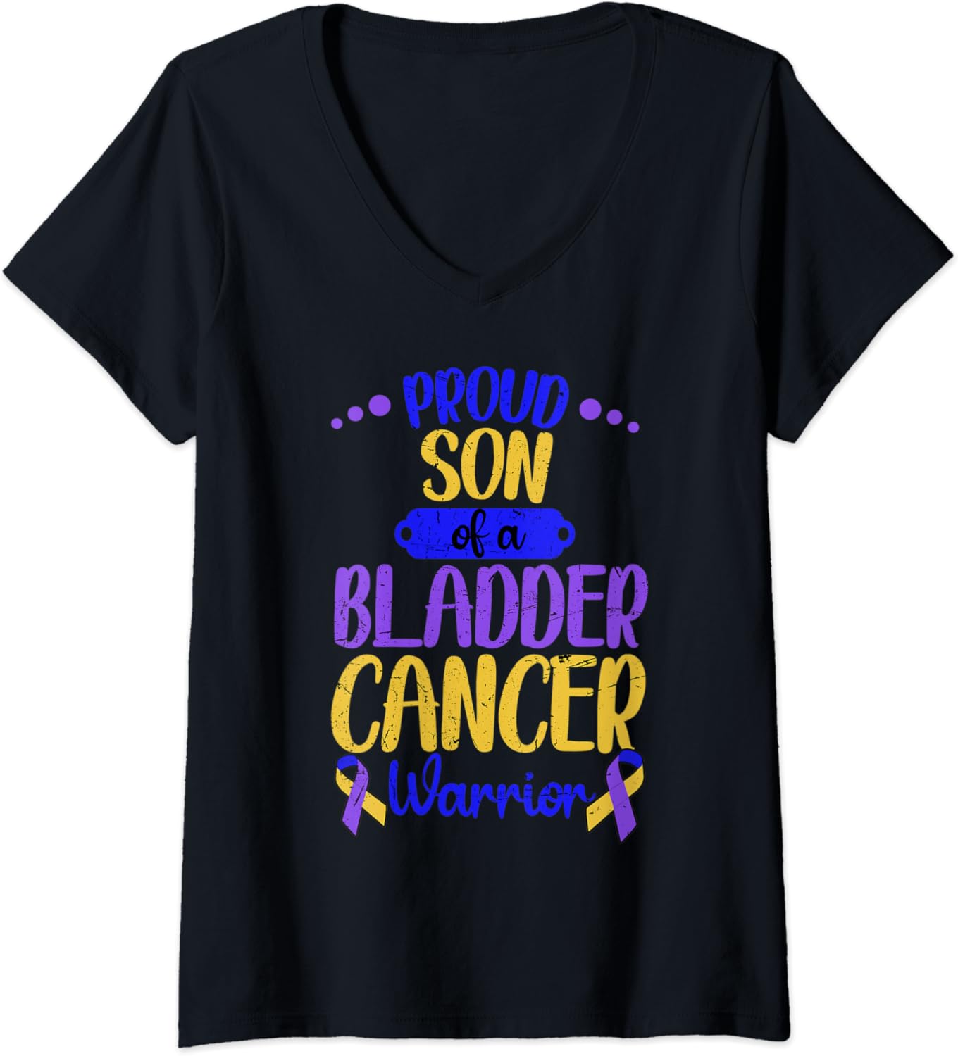 Damen Proud Son Of A Bladder Cancer Warrior T-Shirt mit V-Ausschnitt