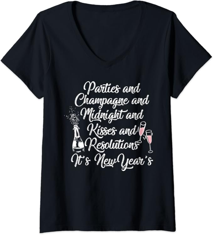 Amazon.com: Womens Happy New Year Parties New Years eve gift for men women V-Neck T-Shirt: Clothing