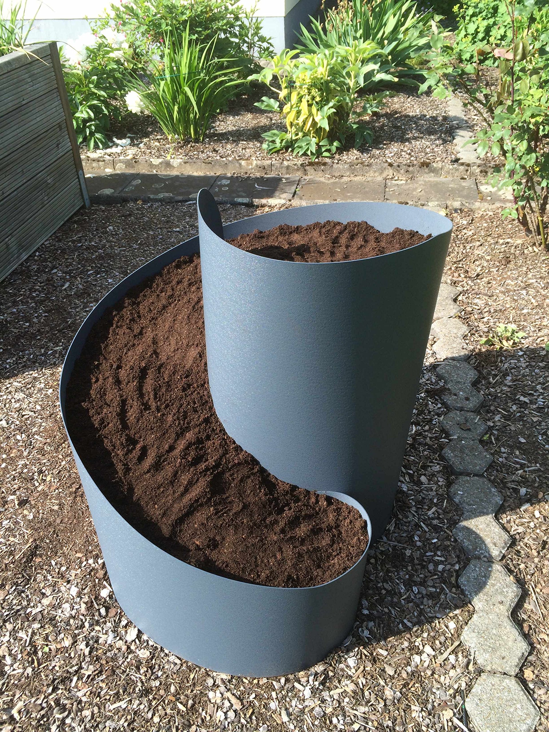 Große Kräuterspirale aus PP – Kräuterschnecke Hochbeet für Garten – Anthrazit Grau RAL 7016 – Ø 80–90 cm, Höhe 80 cm – ohne Boden
