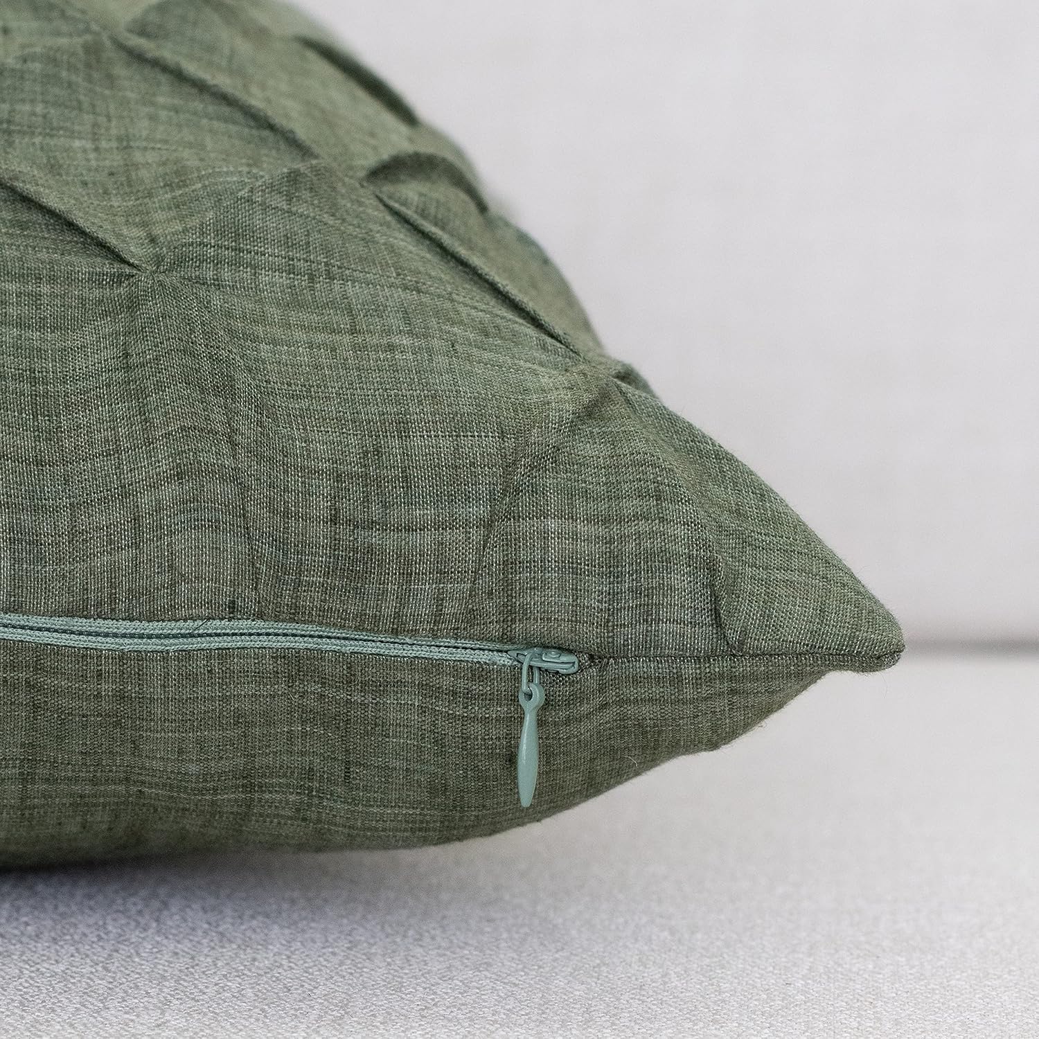 The White Petals Sage Green Bed Sham Covers - Faux Linen, Textured, Luxurious, Elegant & Decorative (Pinch Pleat, 26x26 inch, Pack of 2)