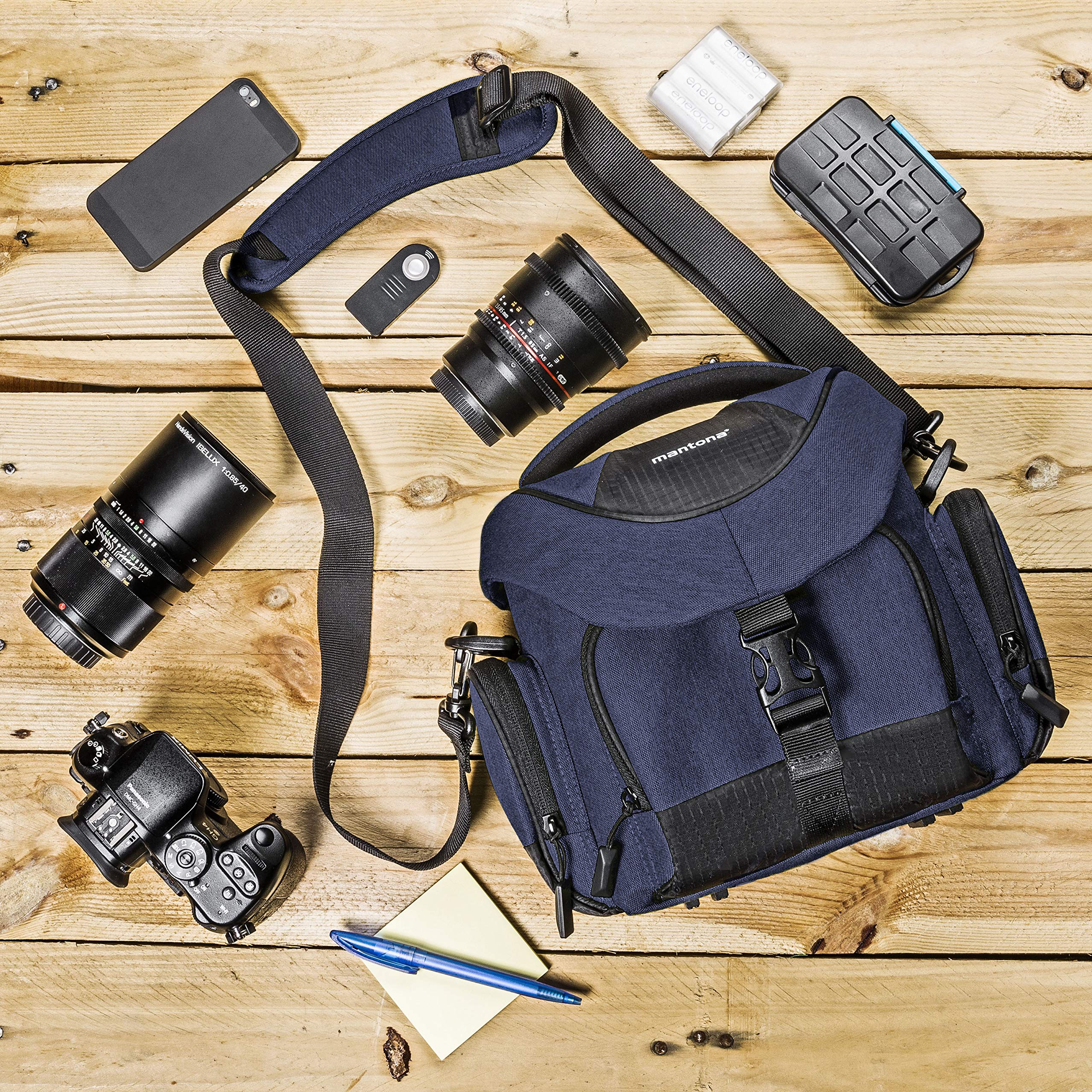 Mantona Premium Borsa per Fotocamera, Imbottito, per Fotocamera DSLR e Accessori, Fotocamera Sistema, Fotocamera DSLM, Obiettivo Aggiuntivo, con Tasche Aggiuntive, Impermeabile, Antracite