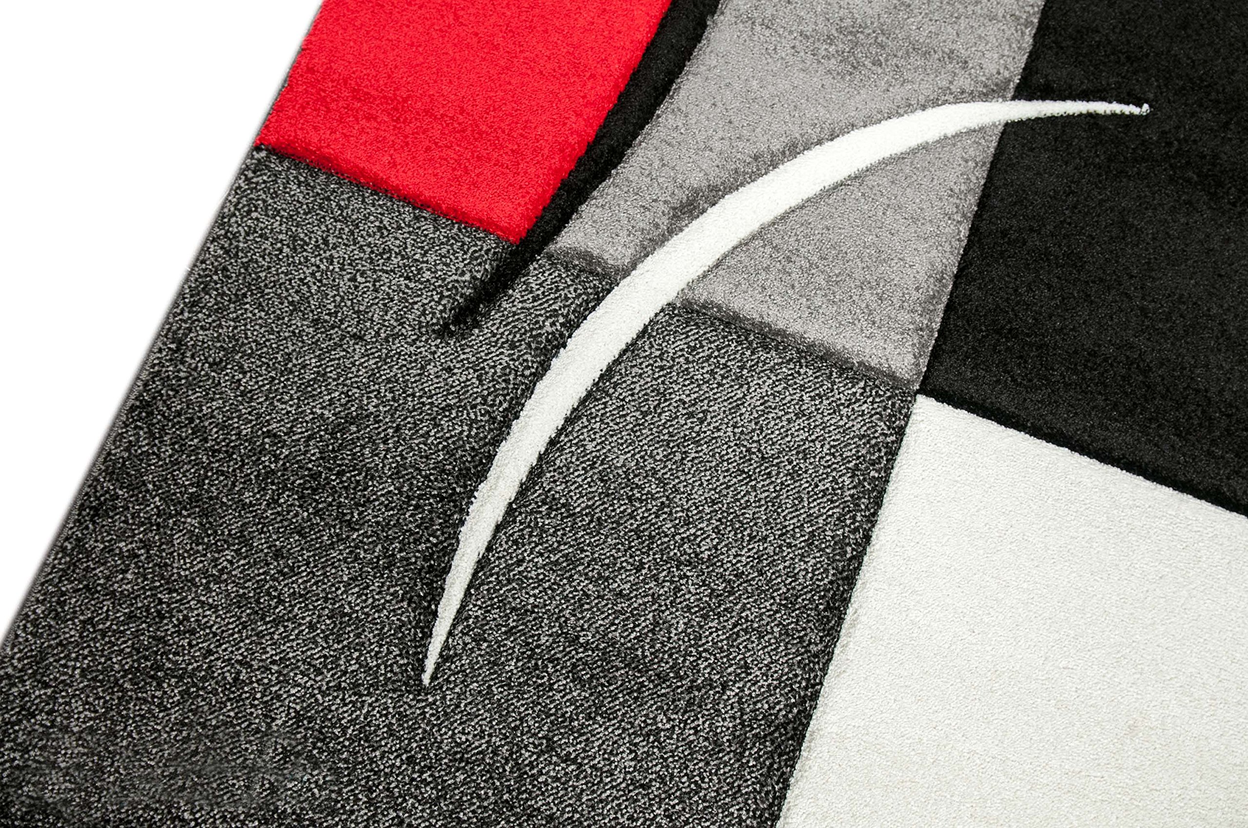 Traum Living Designer Stanza Tappeto Tappeto Moderno, Moquette Mucchio Basso con Motivo a Diamante Taglio Contorno Rosso Grigio Bianco Nero Größe 120x170 cm