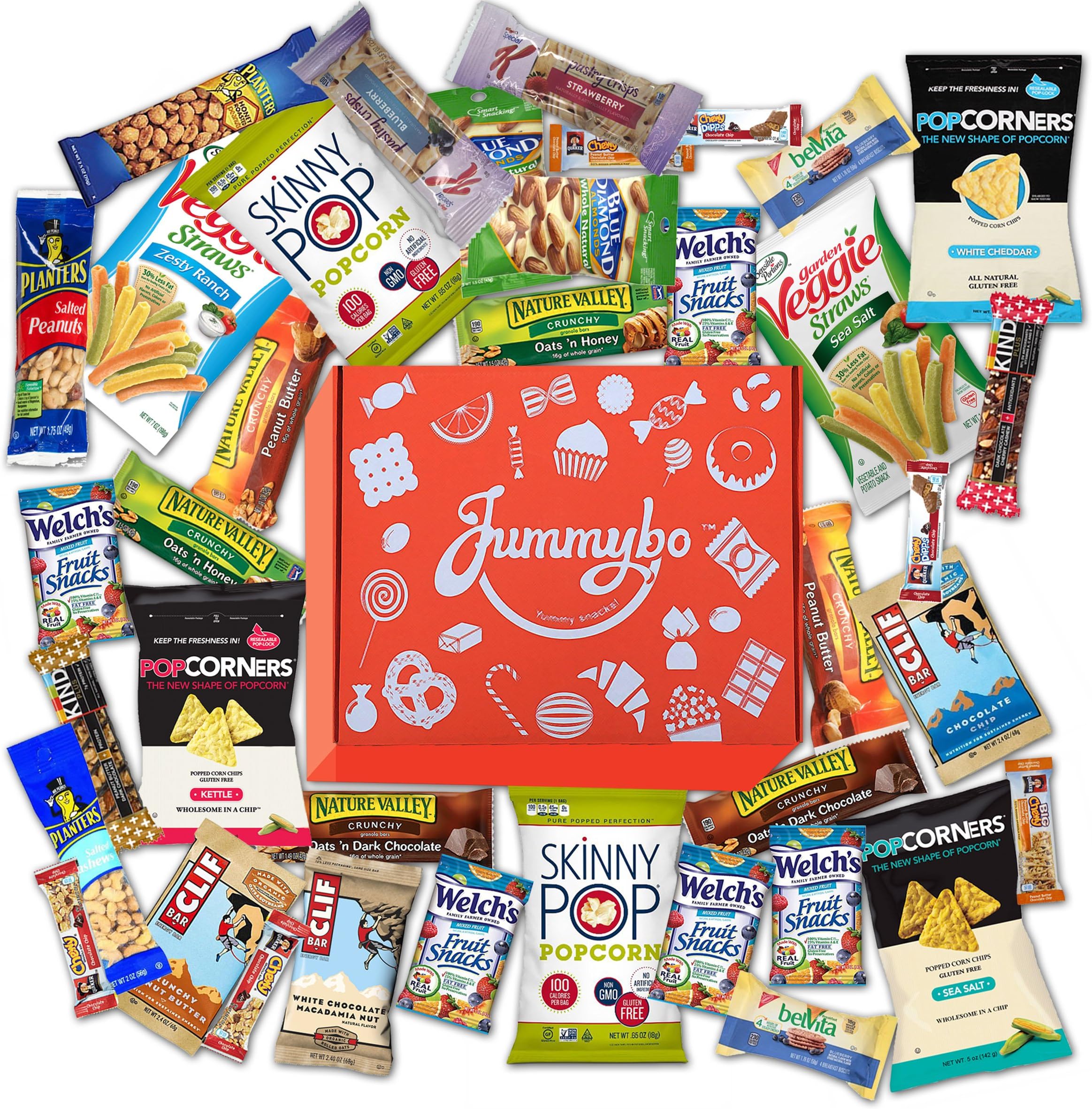 Healthy Snacks Variety by Jummybo - Snack Gift Box - For Kids, Traveling, and Office Snacks (40 count)