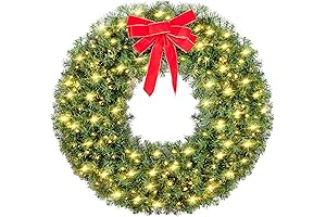 Yaheetech 48 Inch Christmas Wreath with Lights - Holiday Cheer for Your Home
