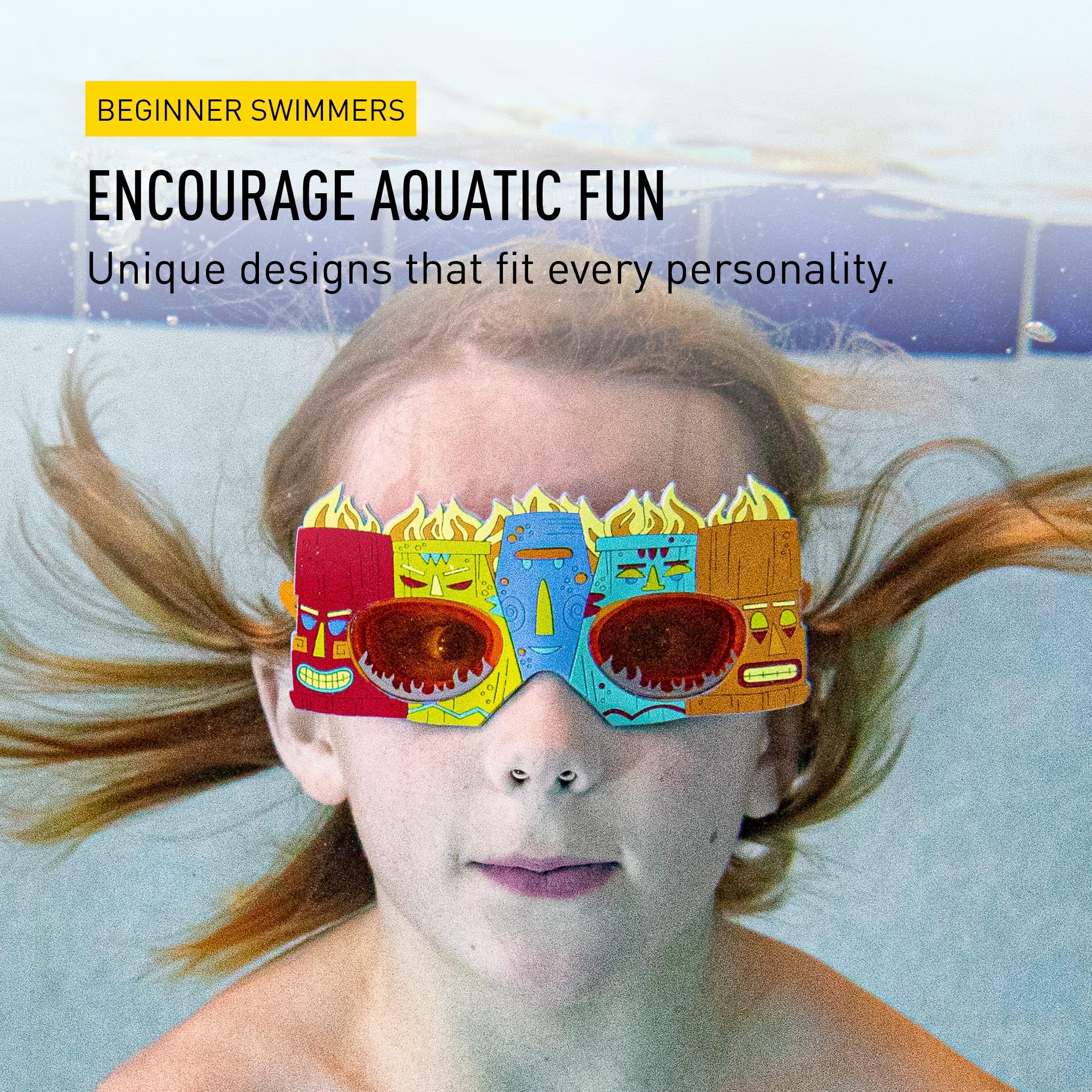 FINIS Character Swim Goggles for Kids, Fun Themed Designs, Tiki
