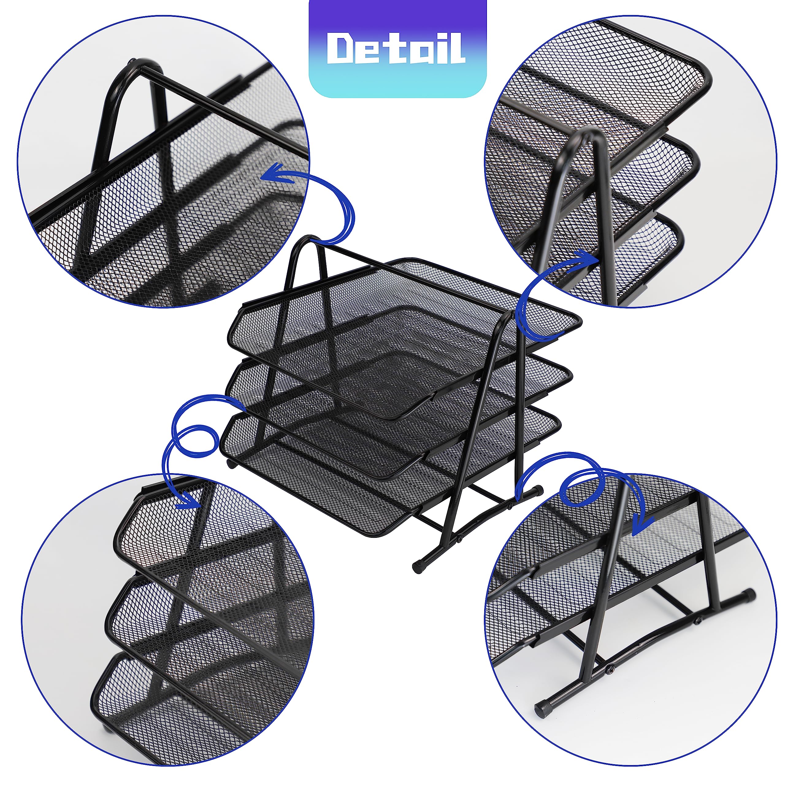 Sliding Letter Tray, Filing Tray for Office Paper Trays Desk Organiser, Paper Filing Trays Folder, Desk Tidy Organizer A4 - Image 3