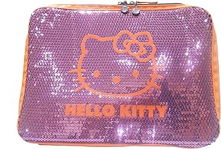 Thingimijigs - Custodia ad astuccio di Hello Kitty ricoperta di lustrini, per notebook e netbook, colore: Arancione e viola