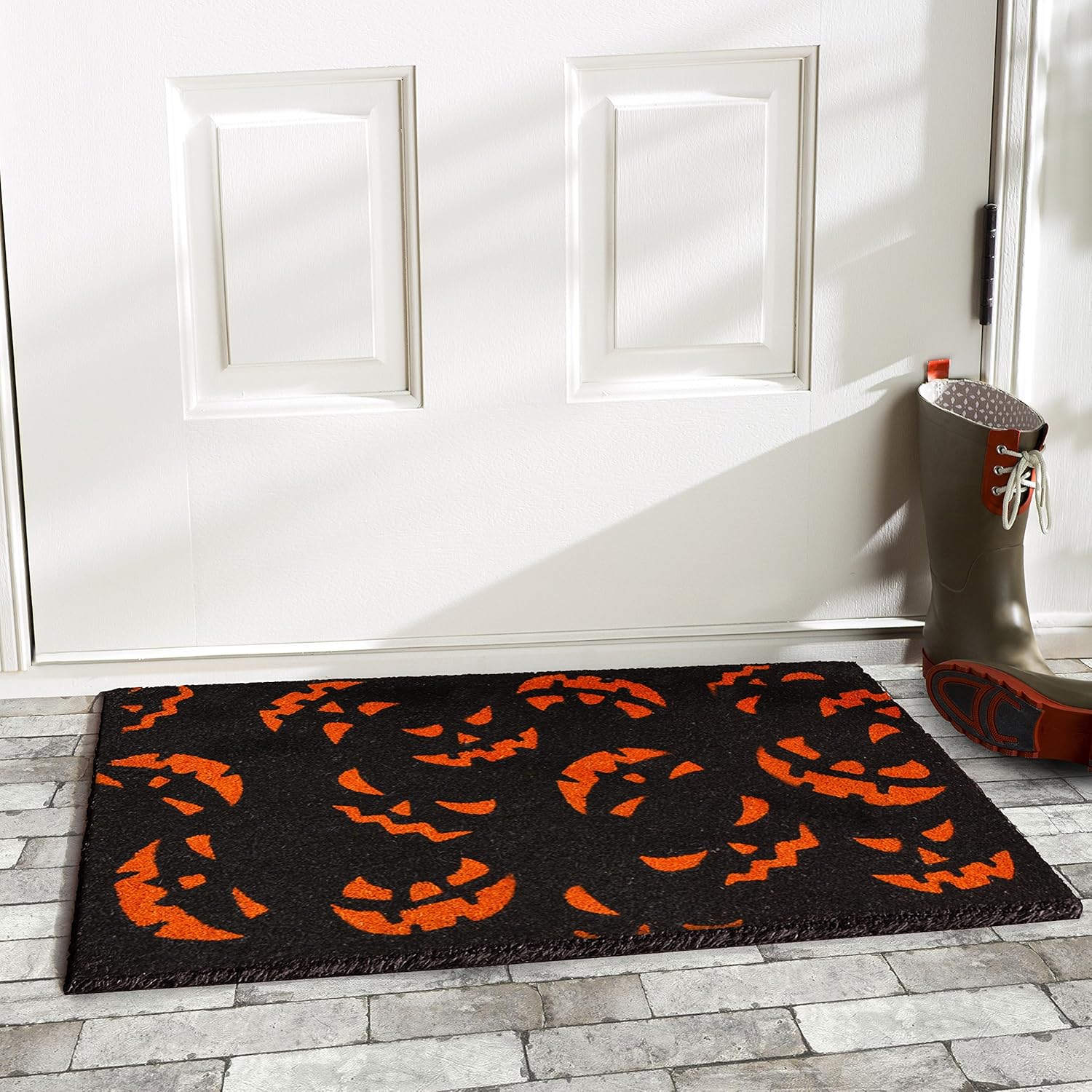 Calloway Mills AZ101771729 Pumpkin Fear Doormat, 17" x 29", Black/Orange