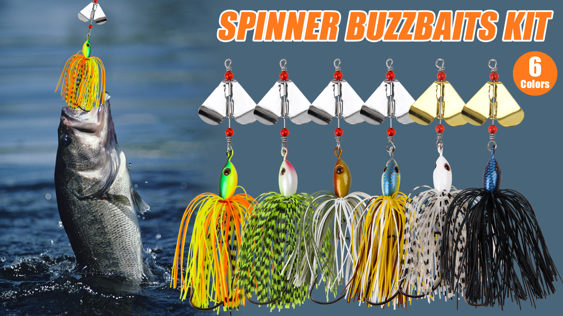 Spinnerbait Fishing Lures Kit Set, 6pcs Bass Fishing Buzzbait Multicolor Bass Trout Salmon Pike Metal Spinner Baits Swim Jigs Lures for Freshwater Saltwater : Sports & Outdoors