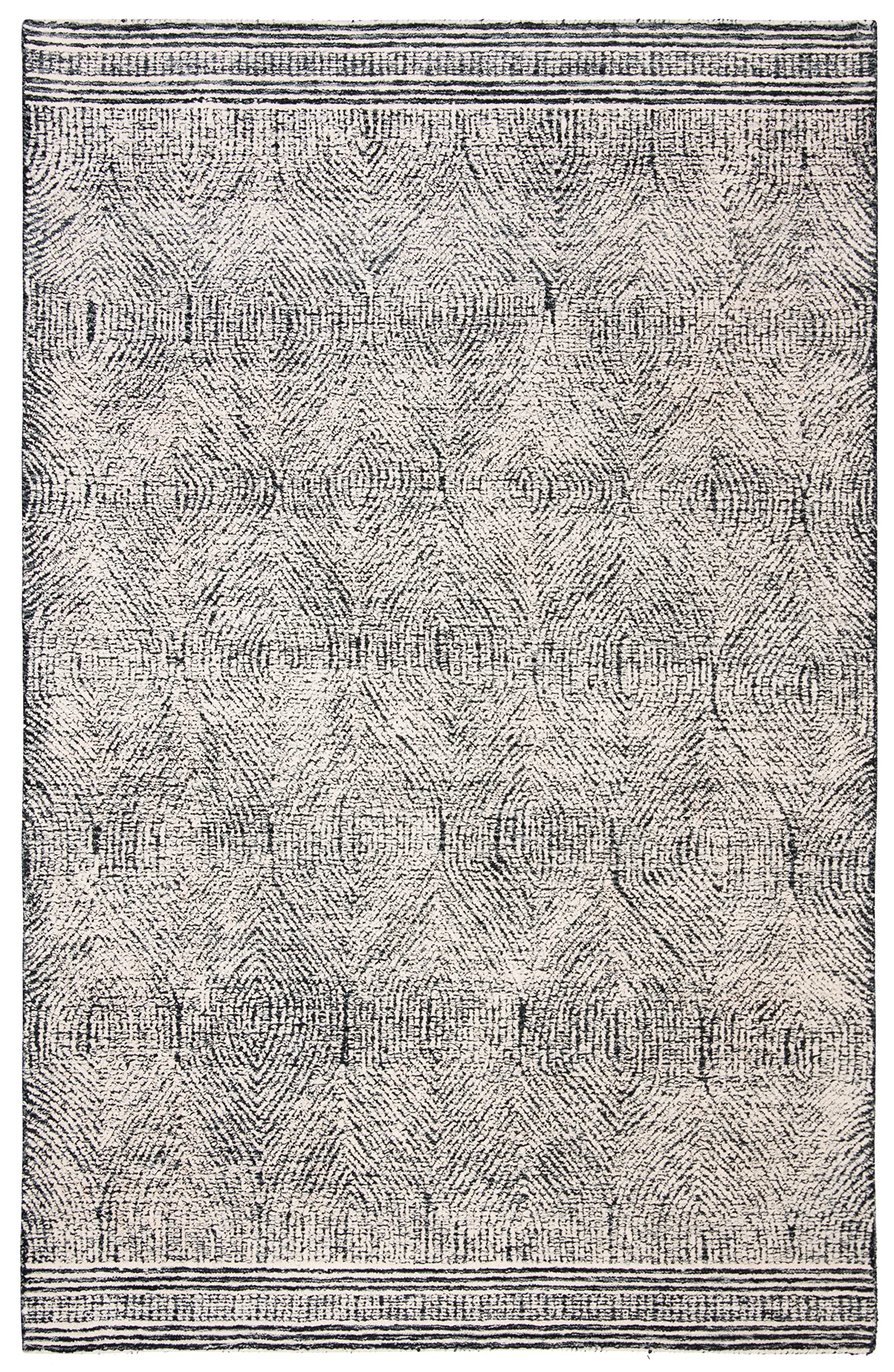 Safavieh Contemporary Rug for Living Room Dining Room, Bedroom - Abstract Collection, Short Pile, in Black and Ivory, 61 X 91 cm