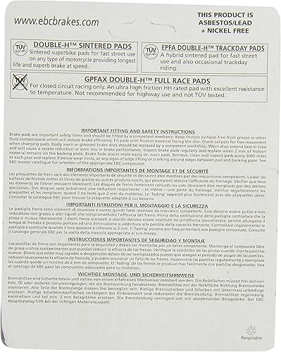 Miniatura 2 de EBC Brakes FA228HH - Juego de pastillas de freno de disco, color negro, talla única