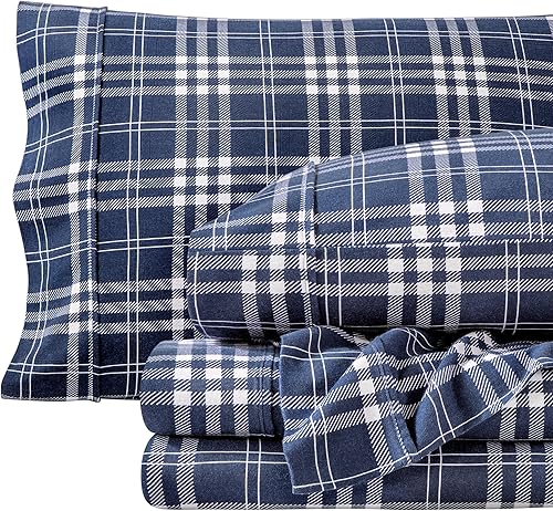 Bare Home - Juego de sábanas de franela de doble cepillado para mayor suavidad y comodidad, 100 % algodón, aterciopelado, suave, pesado, bolsillo 08