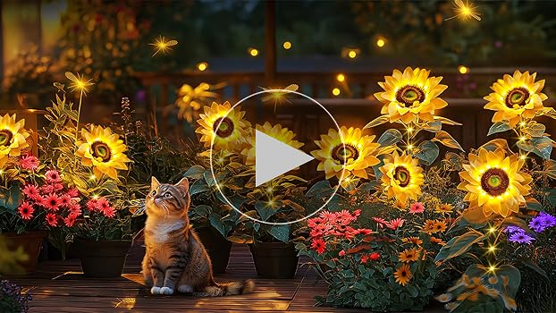 Sunflower Solar Lights Outdoor Decor: 3-Pack Artificial LED