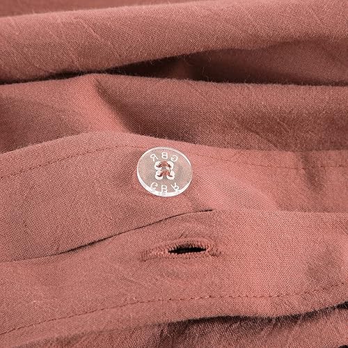 Miniatura 10 de Get Bed Ready Juego de funda de edredón casual de algodón lavado a la piedra, color sólido, estilo moderno, ropa de cama natural arrugada