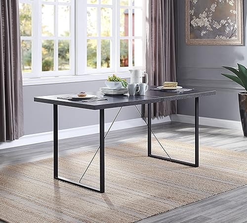 Miniatura 2 de Acme Nakula - Mesa de comedor de madera con base de trineo en roble gris y negro