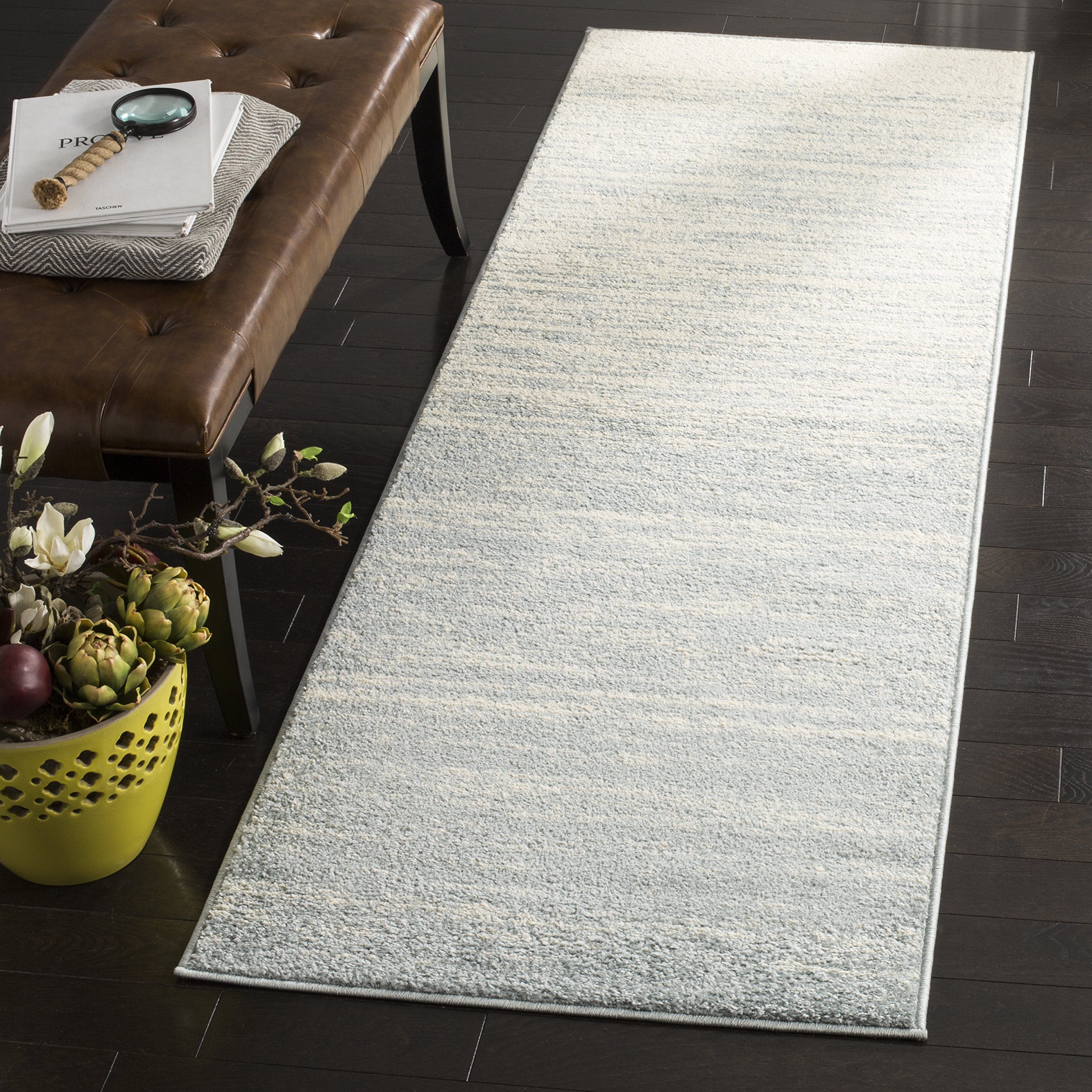 SAFAVIEH Adirondack Collection Runner Rug - 2'6" x 8', Slate & Cream, Modern Ombre Design, Non Shedding & Easy to Clean, Ideal for Hallway, Foyer,