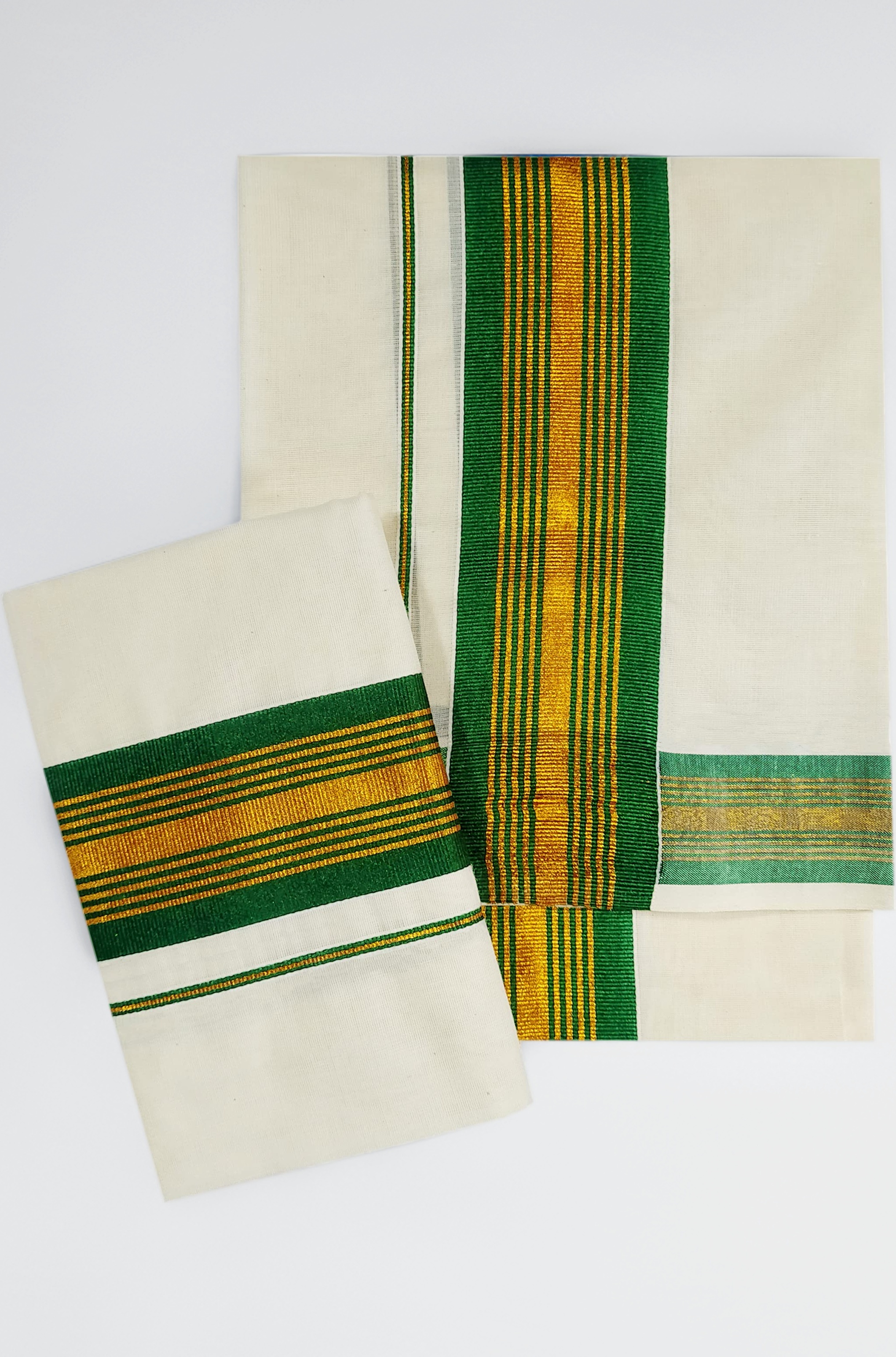 Women's Kerala Traditional Cotton Set Mundu Cream Color with Fancy Border