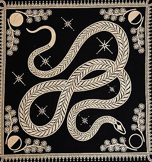 ASAV Altar Cloth 18 x 18 Inches Table Cloth Square Tarot Witchery Supplies (18X18 Inches ( 46x46 cm ), Golden Snake)