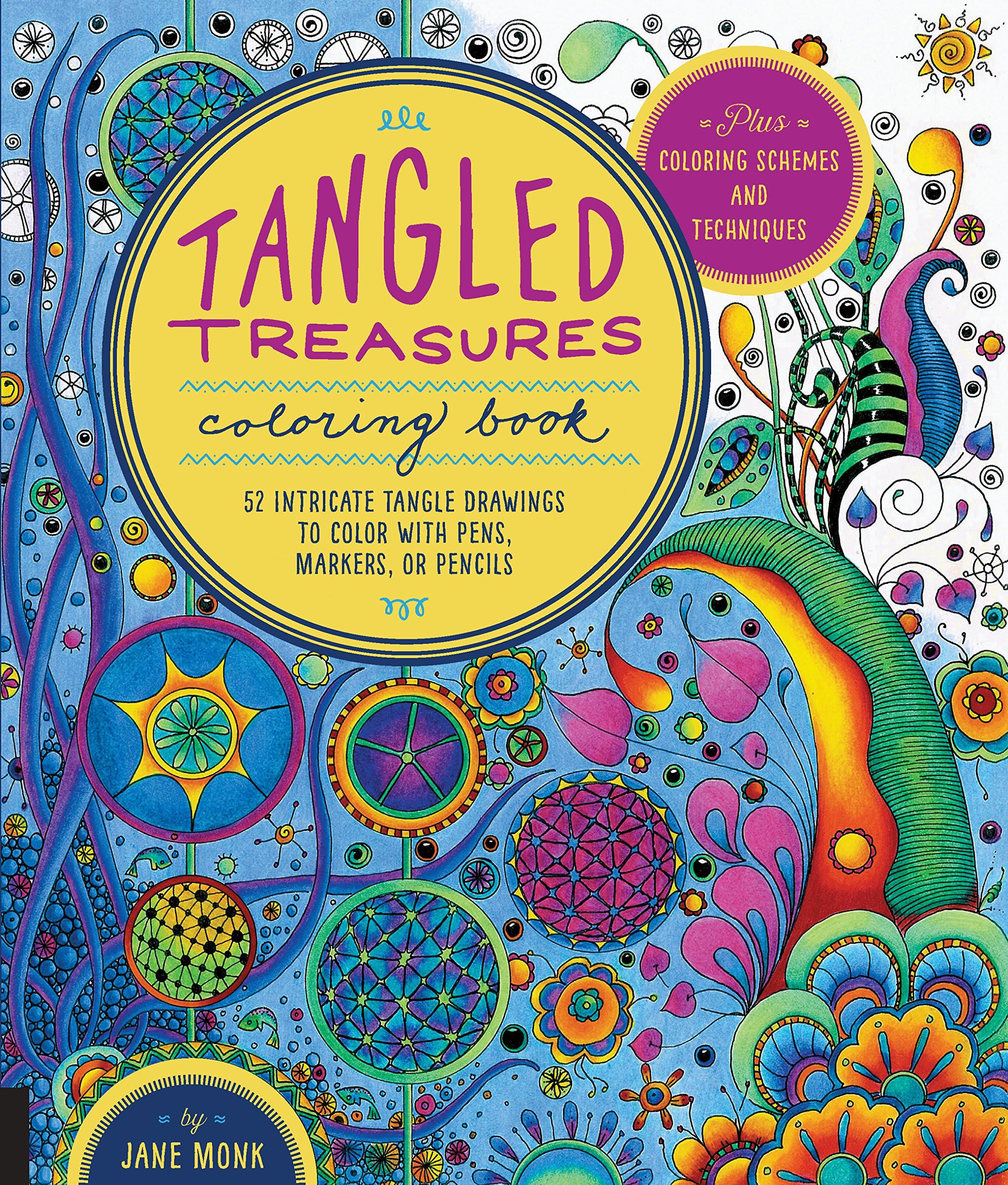Tangled Treasures Coloring Book: 52 Intricate Tangle Drawings to Colour with Pens, Markers, or Pencils