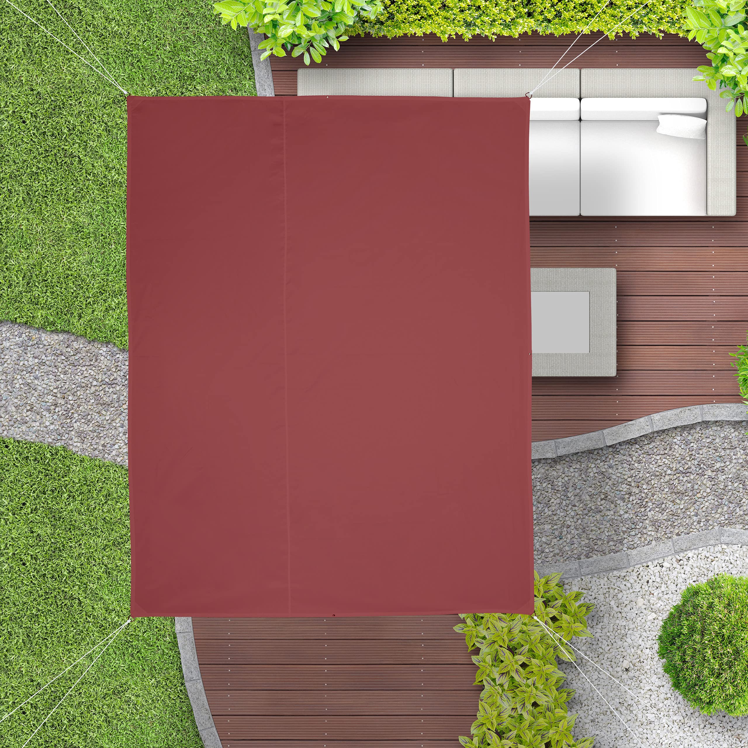 Relaxdays Tenda da Sole per Esterni Rettangolare, Idrorepellente, Anti UV, Terrazza e Giardino, 3,5 x 4,5 m, Bordeaux