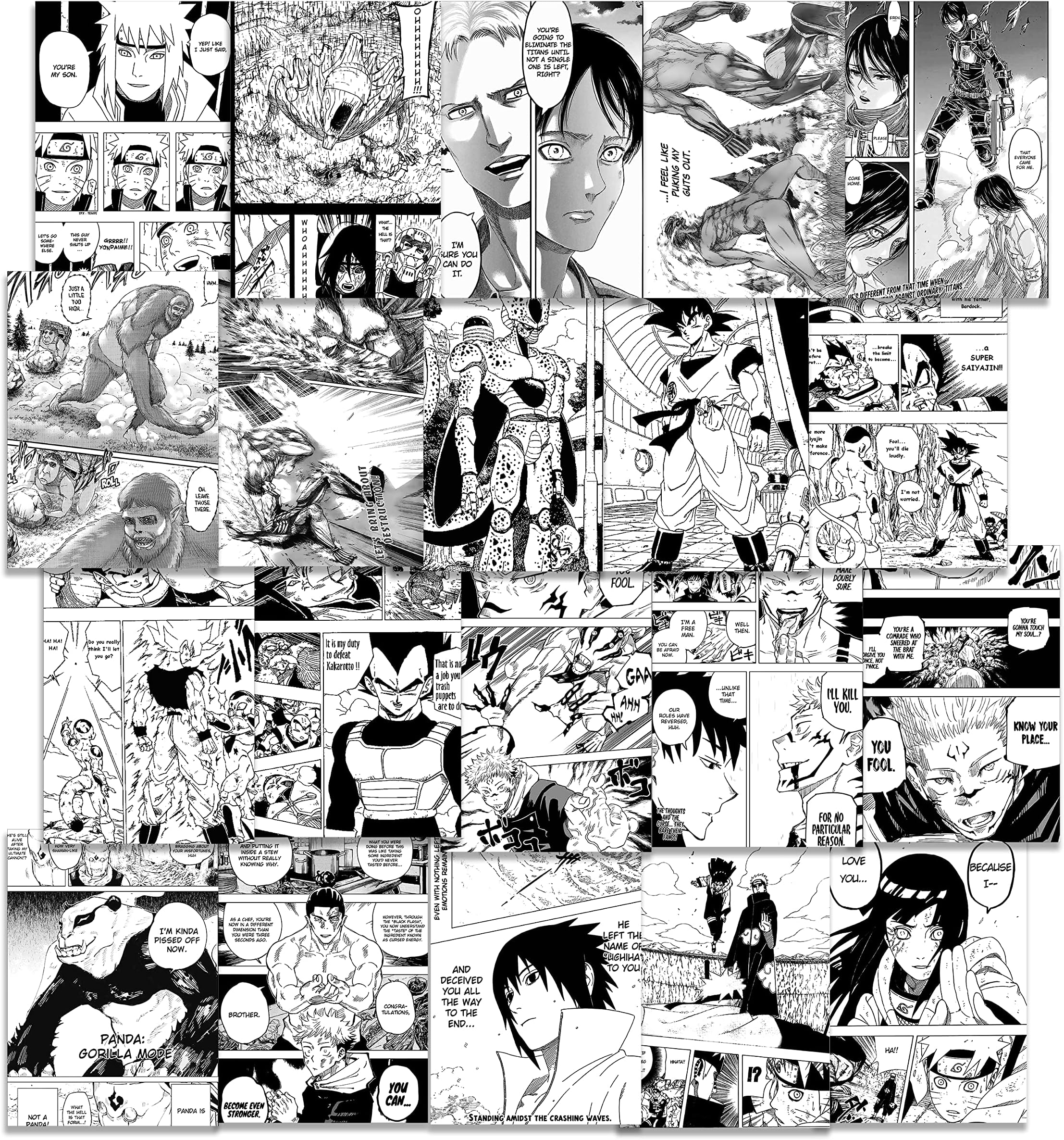 Clickedin Set of 20 Unique Special Movement Action Adventure Manga Series Style Collage for Walls 300 GSM Thick Paper A4 Size (7x10 inch) Anime Wall Posters