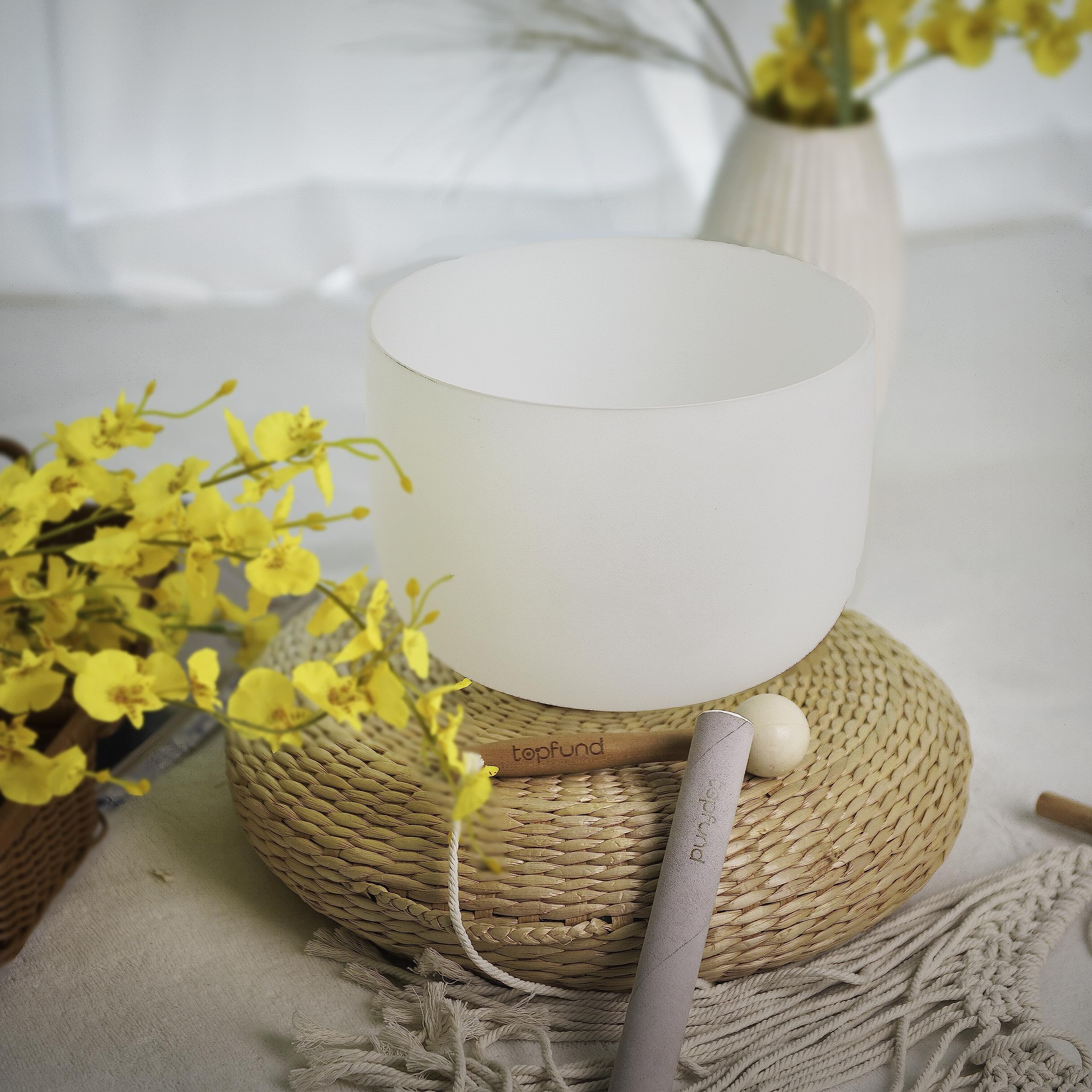 TOPFUND 440 Hz C# Note Crystal Singing Bowl 10 inch Adrenals Chakra ...