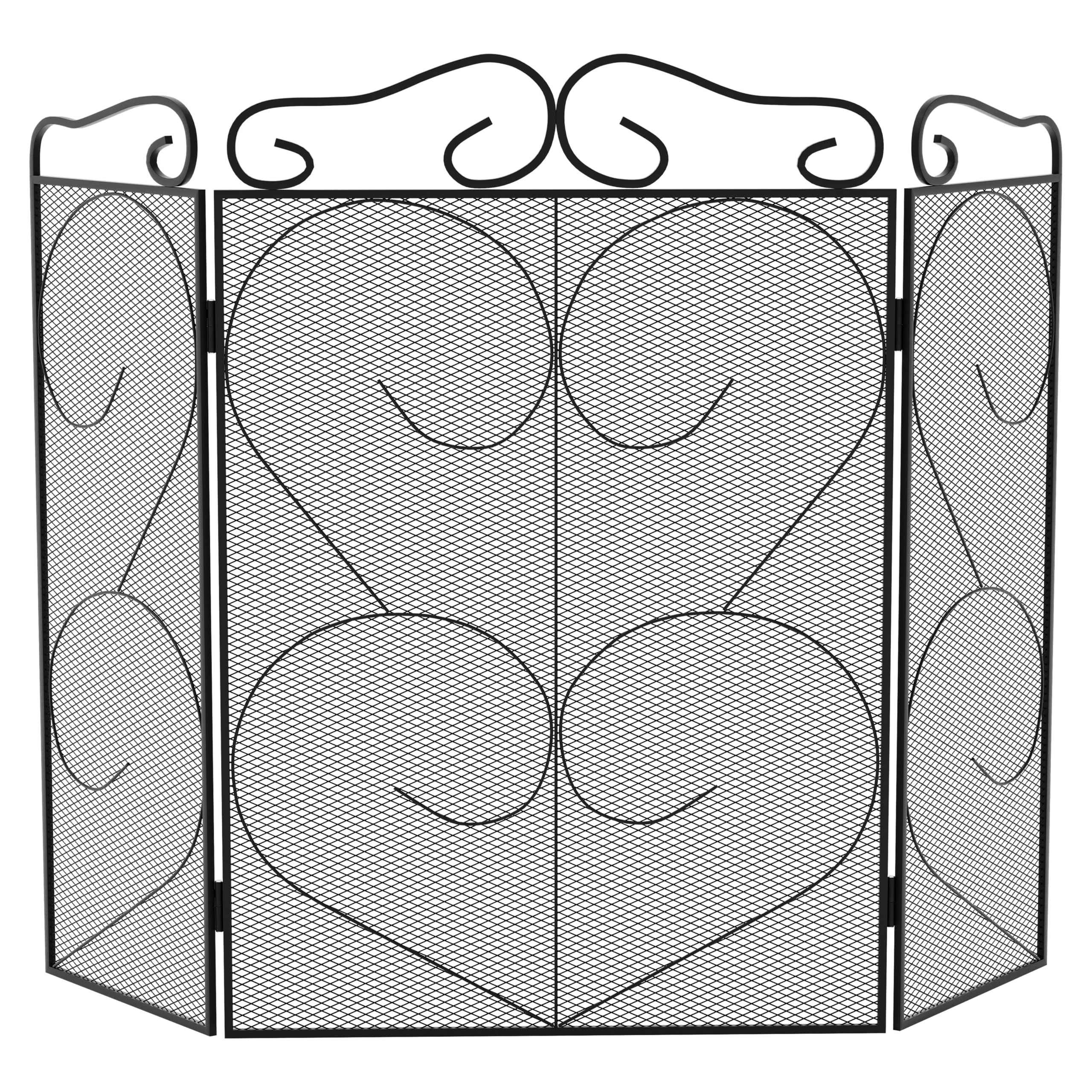 Home Discount Fire Vida Fire Screen 3 Panel, Black