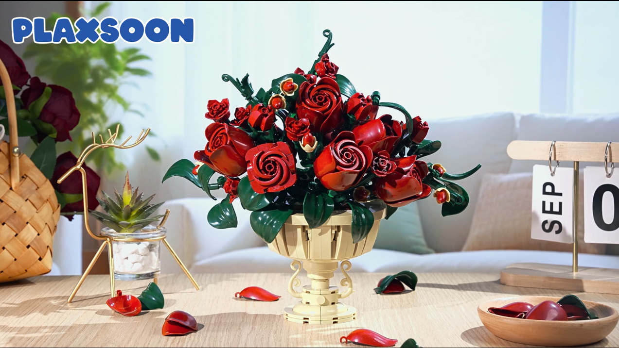 Amazon.com: PLAXSOON Rose Flower Building Set, Botanicals Flowers