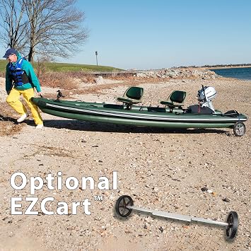 Sea Eagle FSK16 FishSkiff Inflatable 16', High Pressure, All-Drop-Stitch, 1-3 Person Frameless Fishing Boat w/Rigid 6 External Keel - Portable, Storable, and Transportable